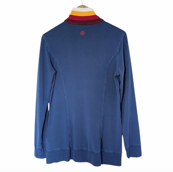Lululemon Jacket Vintage Rare Track Blue Striped Collar Full Zip Women's size 10 - Picture 4 of 15